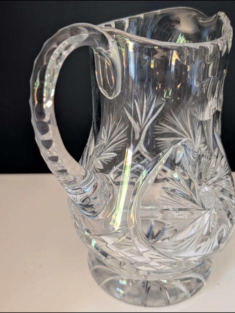 Cut Glass Crystal Pitcher - Clear